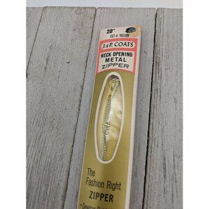 Vintage J&P Coats Neck Opening Metal Zipper 20" Yellow 157-A